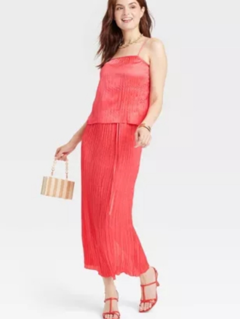 A New Day Satin Crinkle‎ Midi Skirt
